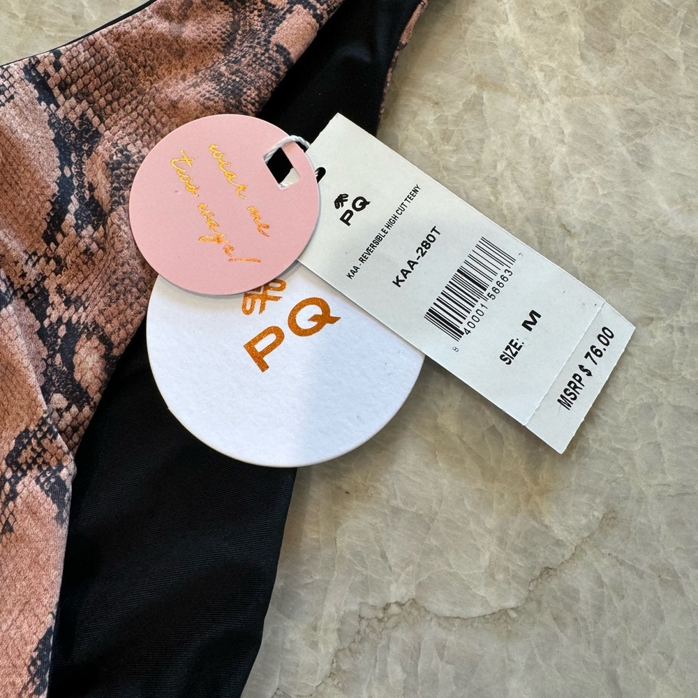 New Pilyq PQ Swim Kaa/Midnight Reversible‎ High Cut Bikini Bottom - Picture 6 of 8